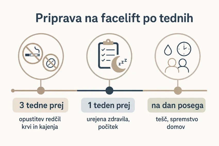 časovnica priprave na facelift po tednih