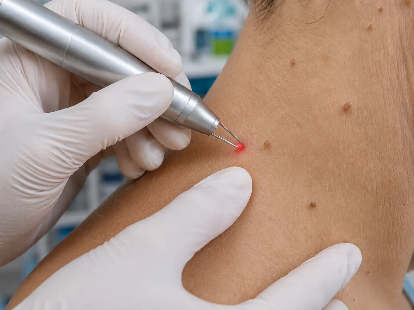 Lasersko odstranjevanje pecljatega fibroma na vratu v ambulanti