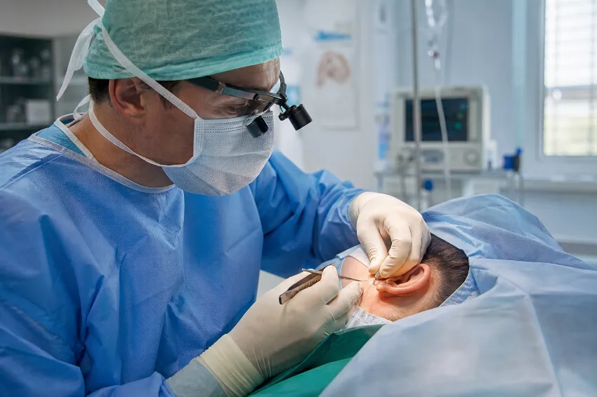 Šivi za ušesom med otoplastiko